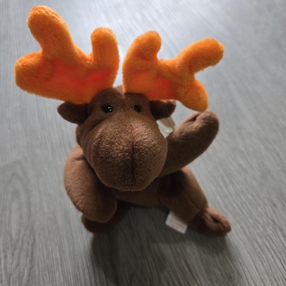 Rare Stuffed Moose with Orange Antlers NWT